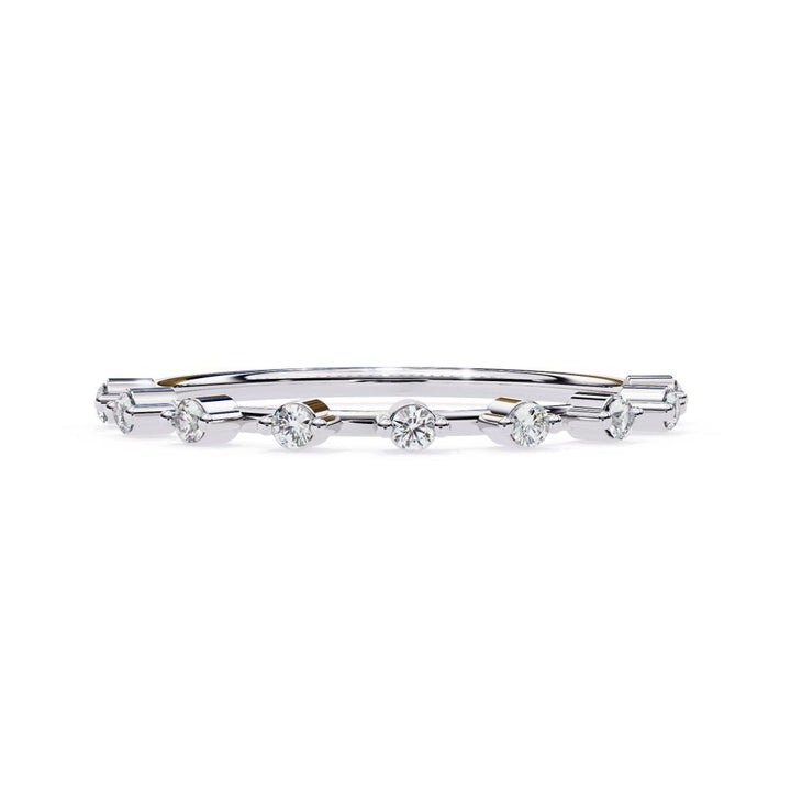 The Yonis Round Space Prong Set Half Eternity Wedding Band