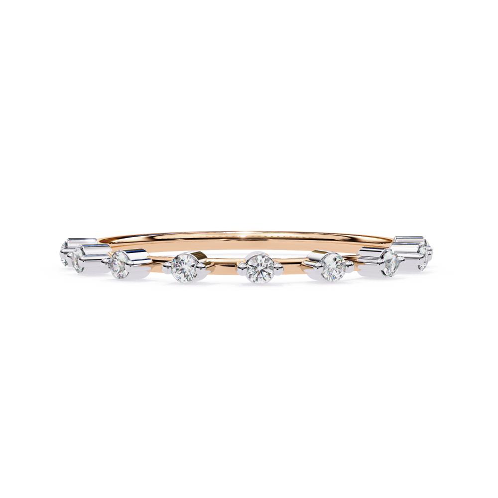 The Yonis Round Space Prong Set Half Eternity Wedding Band