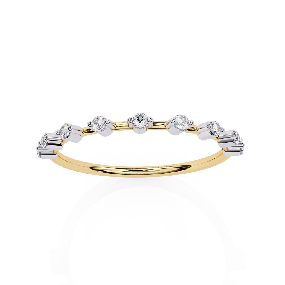 The Yonis Round Space Prong Set Half Eternity Wedding Band