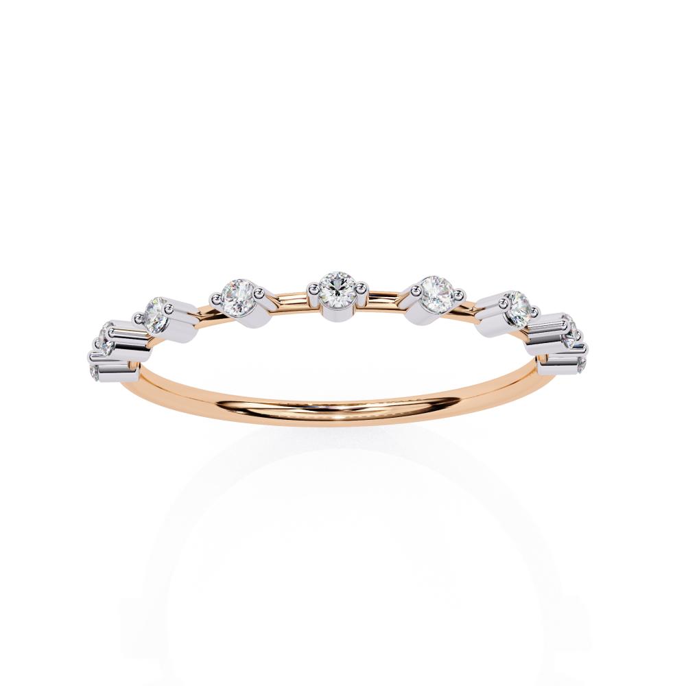 The Yonis Round Space Prong Set Half Eternity Wedding Band