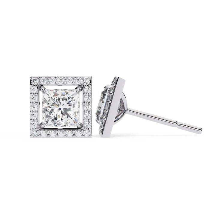 The Elijah Princess Halo Style Stud Earrings