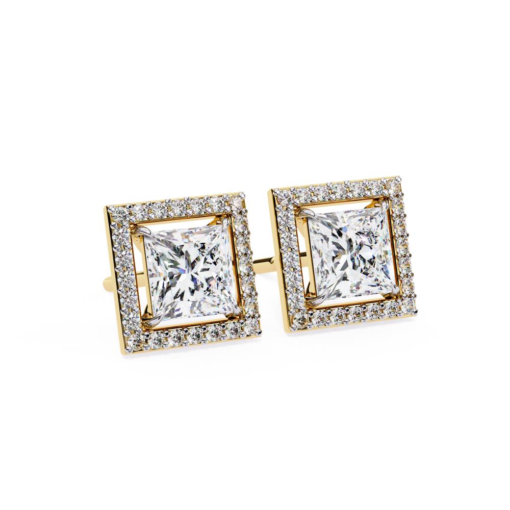 The Elijah Princess Halo Style Stud Earrings