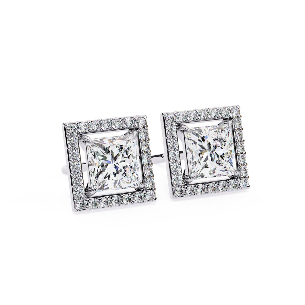 The Elijah Princess Halo Style Stud Earrings