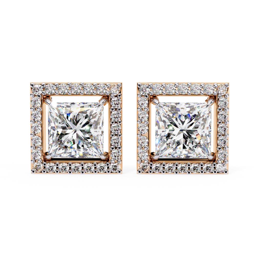 The Elijah Princess Halo Style Stud Earrings
