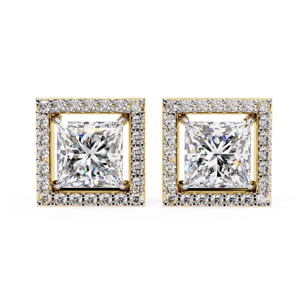 The Elijah Princess Halo Style Stud Earrings