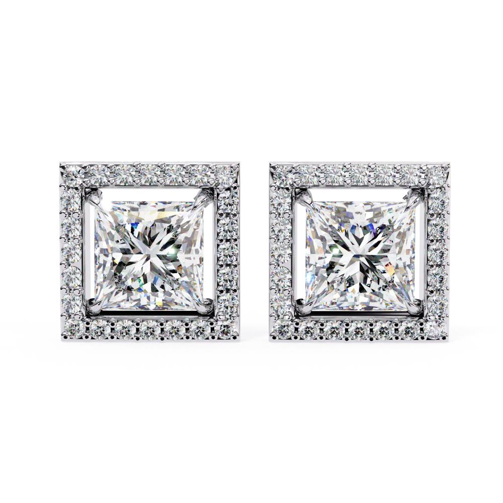 The Elijah Princess Halo Style Stud Earrings