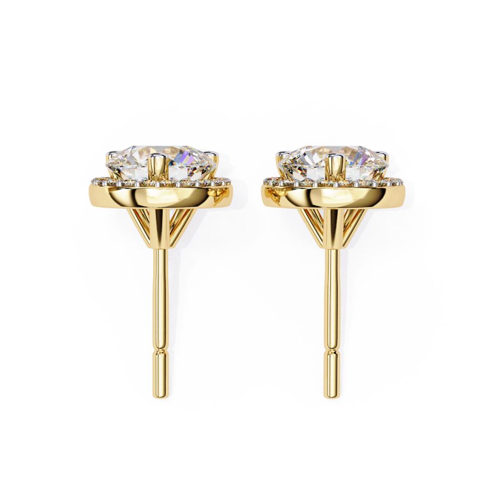 The Malen Round Three Prong Set Halo Stud Earrings