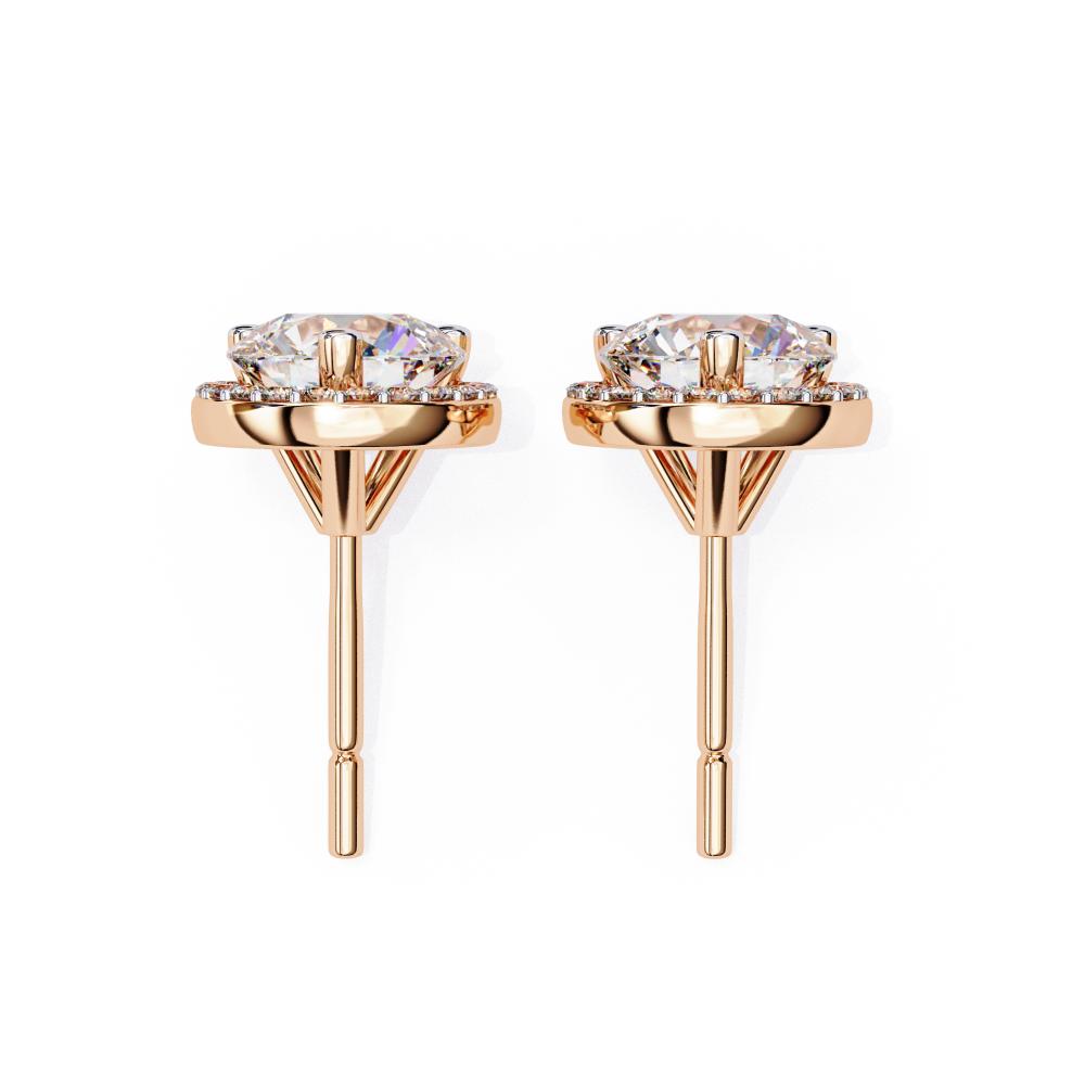 The Malen Round Three Prong Set Halo Stud Earrings