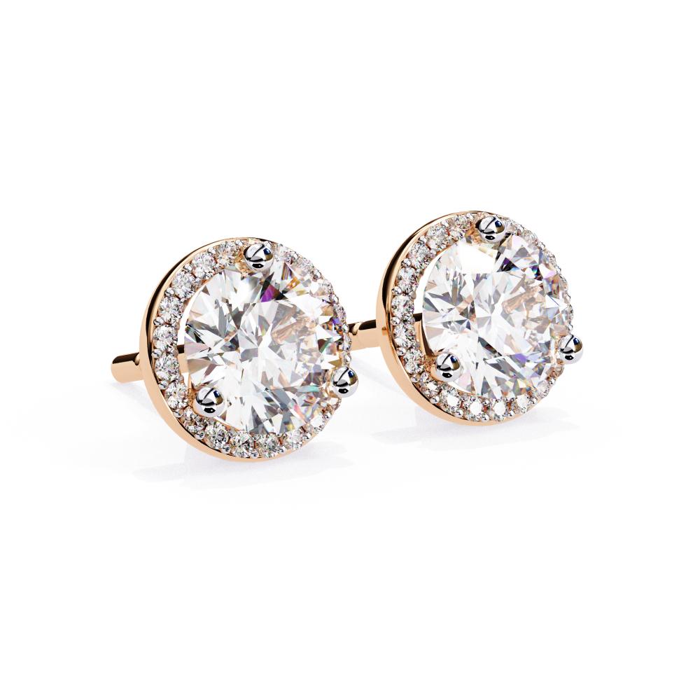 The Malen Round Three Prong Set Halo Stud Earrings