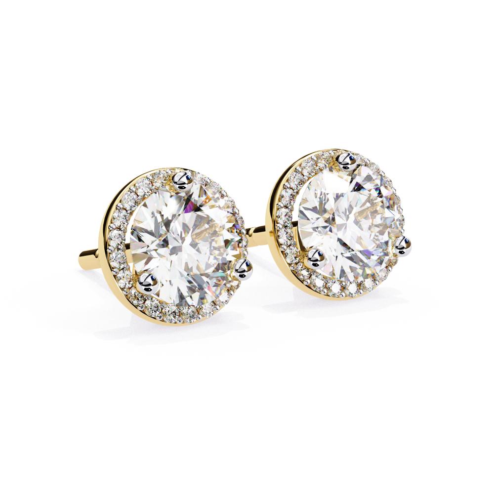 The Malen Round Three Prong Set Halo Stud Earrings