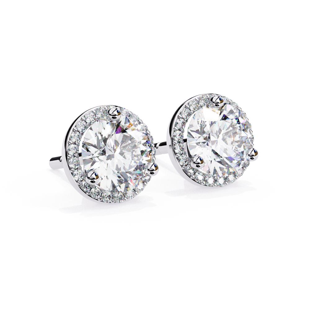 The Malen Round Three Prong Set Halo Stud Earrings