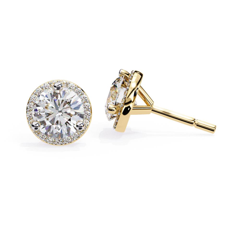 The Malen Round Three Prong Set Halo Stud Earrings