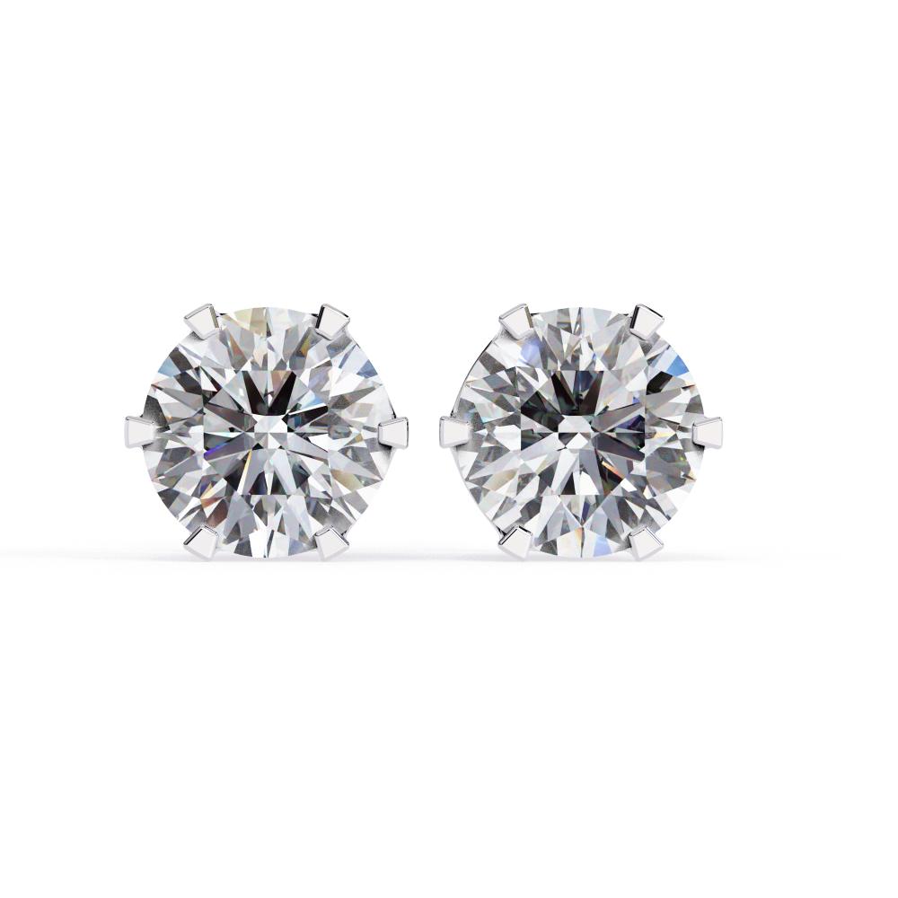 The Silva Round Six Prong Set Solitaire Stud Earrings