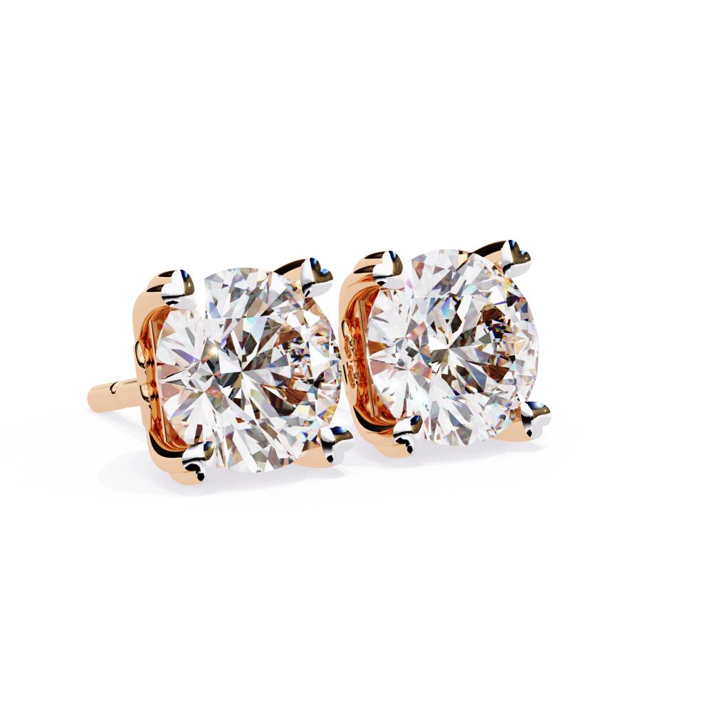 The Patricia Round Double Claw Prong Stud Earrings