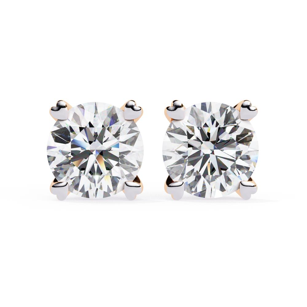 The Patricia Round Double Claw Prong Stud Earrings