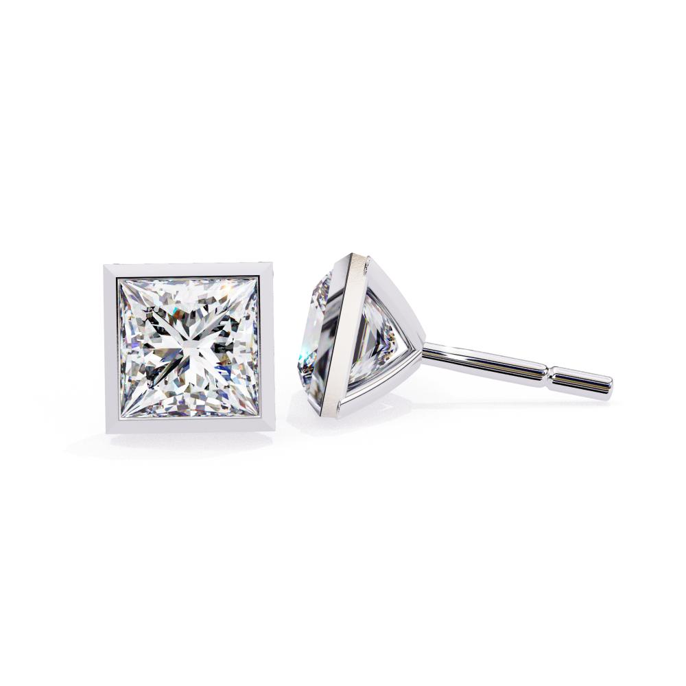 The Valerie Princess Bezel Set Stud Earrings