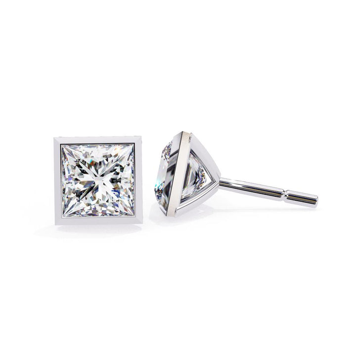 The Valerie Princess Bezel Set Stud Earrings