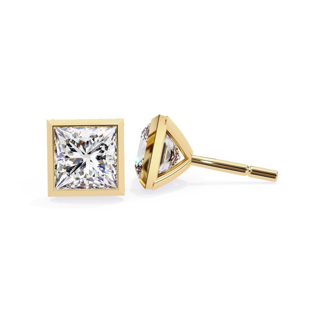 The Valerie Princess Bezel Set Stud Earrings