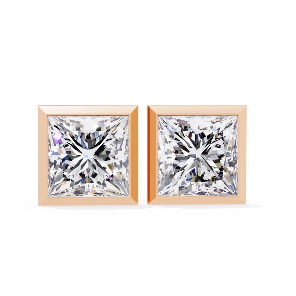 The Valerie Princess Bezel Set Stud Earrings