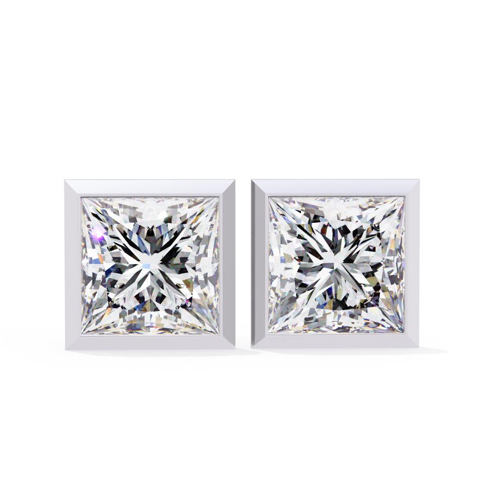 The Valerie Princess Bezel Set Stud Earrings