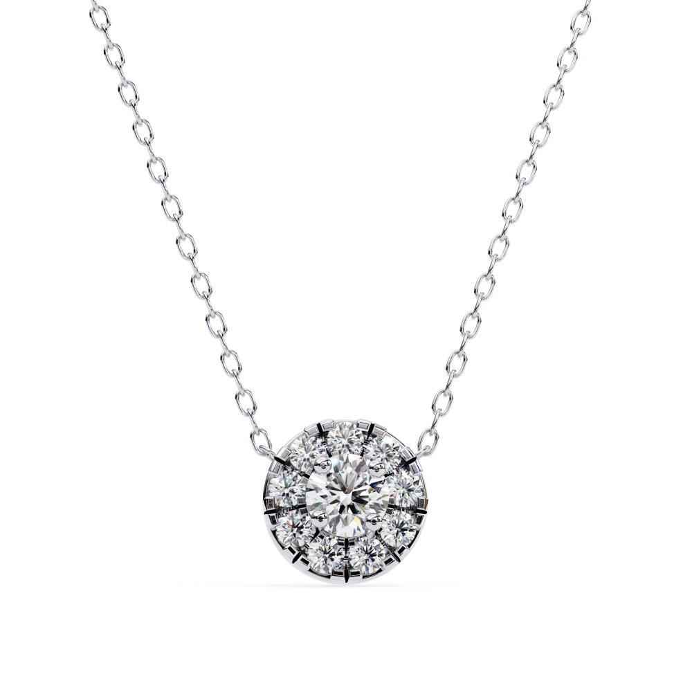 The Evelyn Round Shape Full Diamond Pendant Necklace