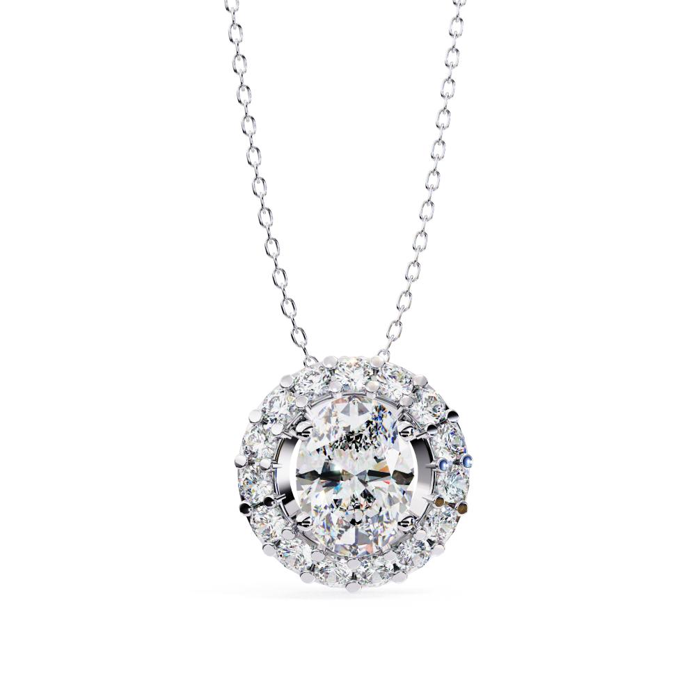 The Charlotte Oval Halo Pendant With Chain