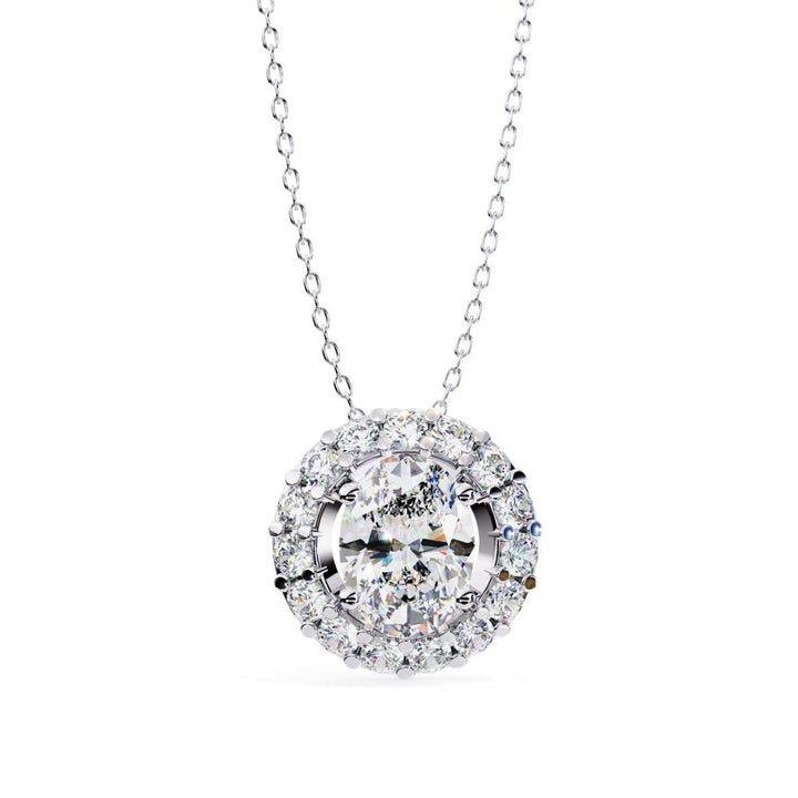 The Charlotte Oval Halo Pendant With Chain