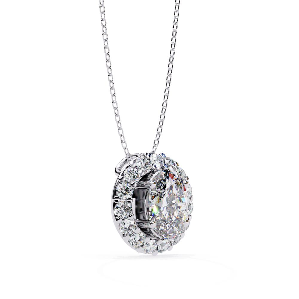 The Charlotte Oval Halo Pendant With Chain