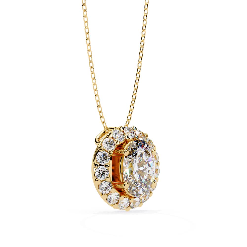 The Charlotte Oval Halo Pendant With Chain