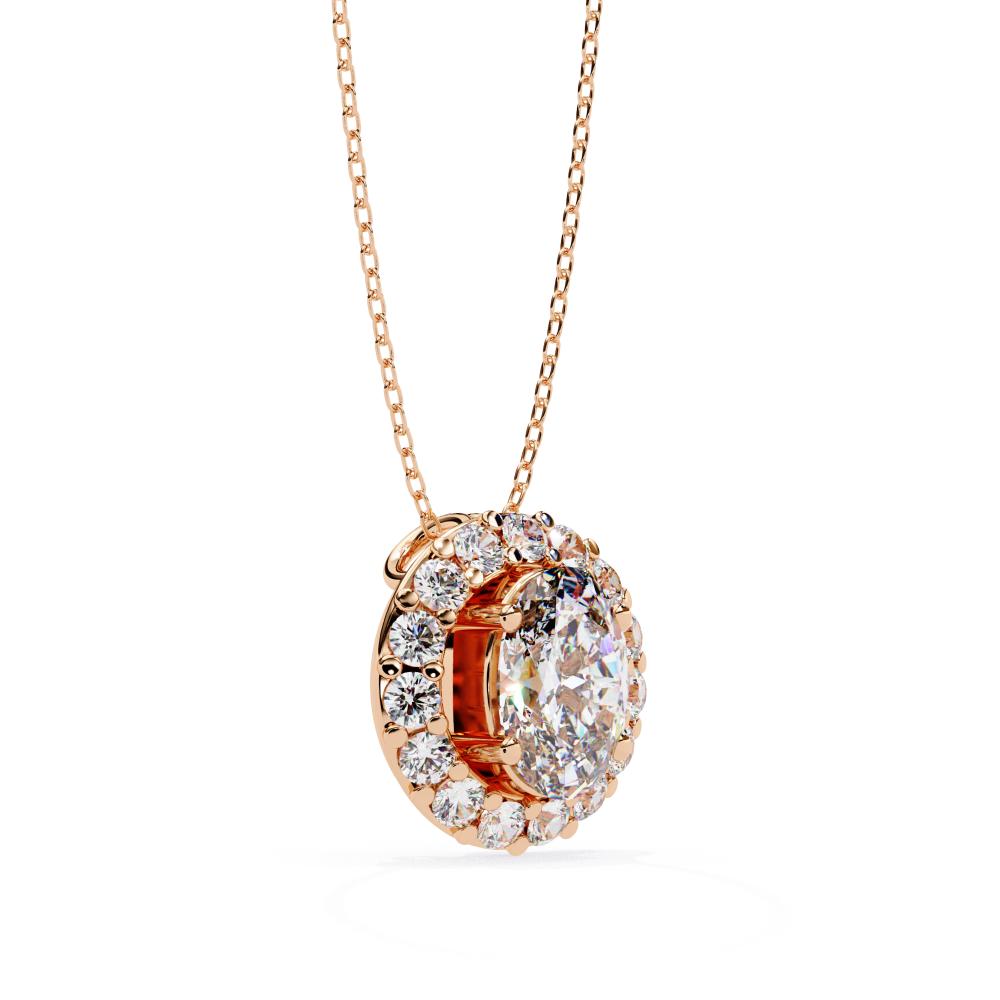 The Charlotte Oval Halo Pendant With Chain