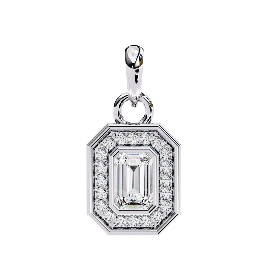 The Selena Emerald Bezel Set Halo Pendant With Chain