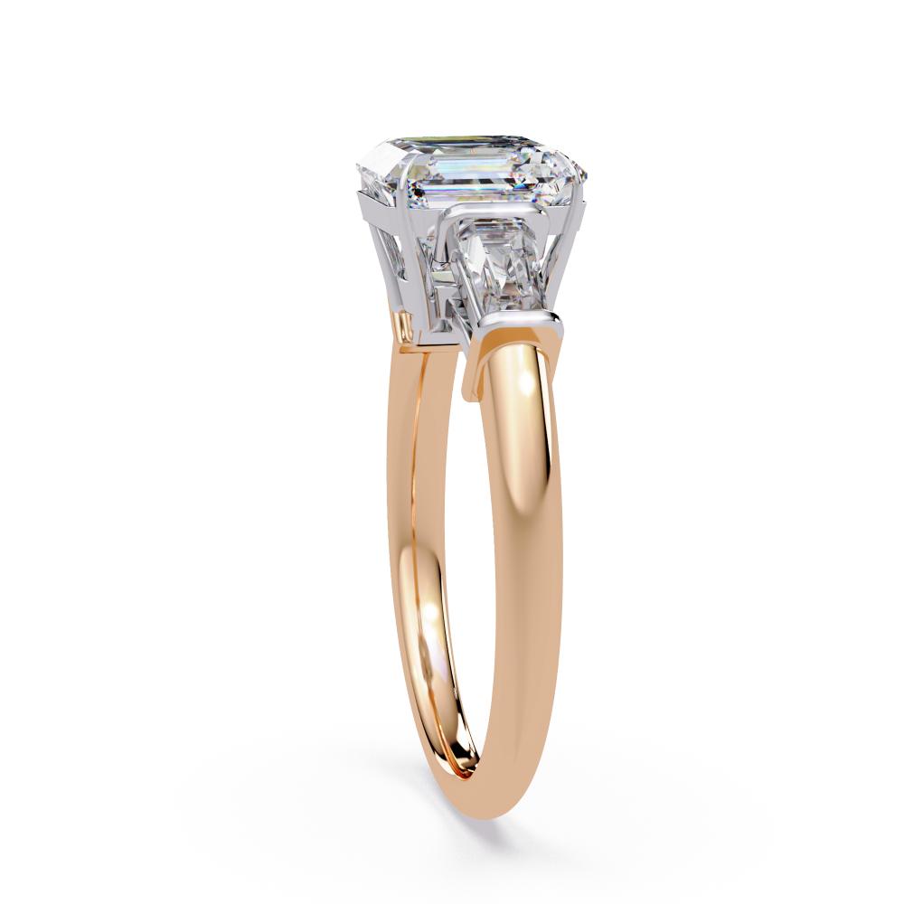 The Amira Asscher with Baguette Three Stone Engagement Ring