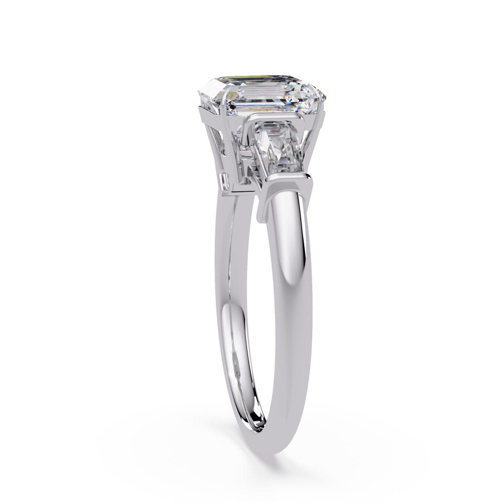 The Amira Asscher with Baguette Three Stone Engagement Ring