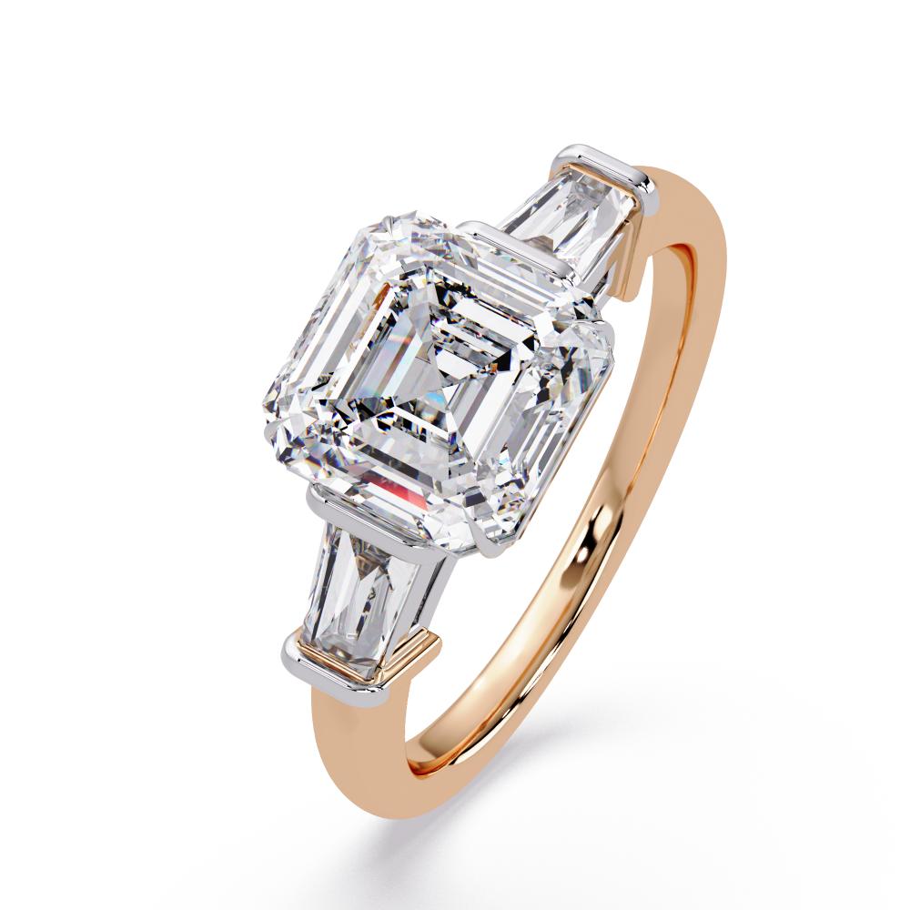 The Amira Asscher with Baguette Three Stone Engagement Ring