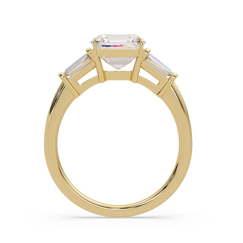 The Amira Asscher with Baguette Three Stone Engagement Ring