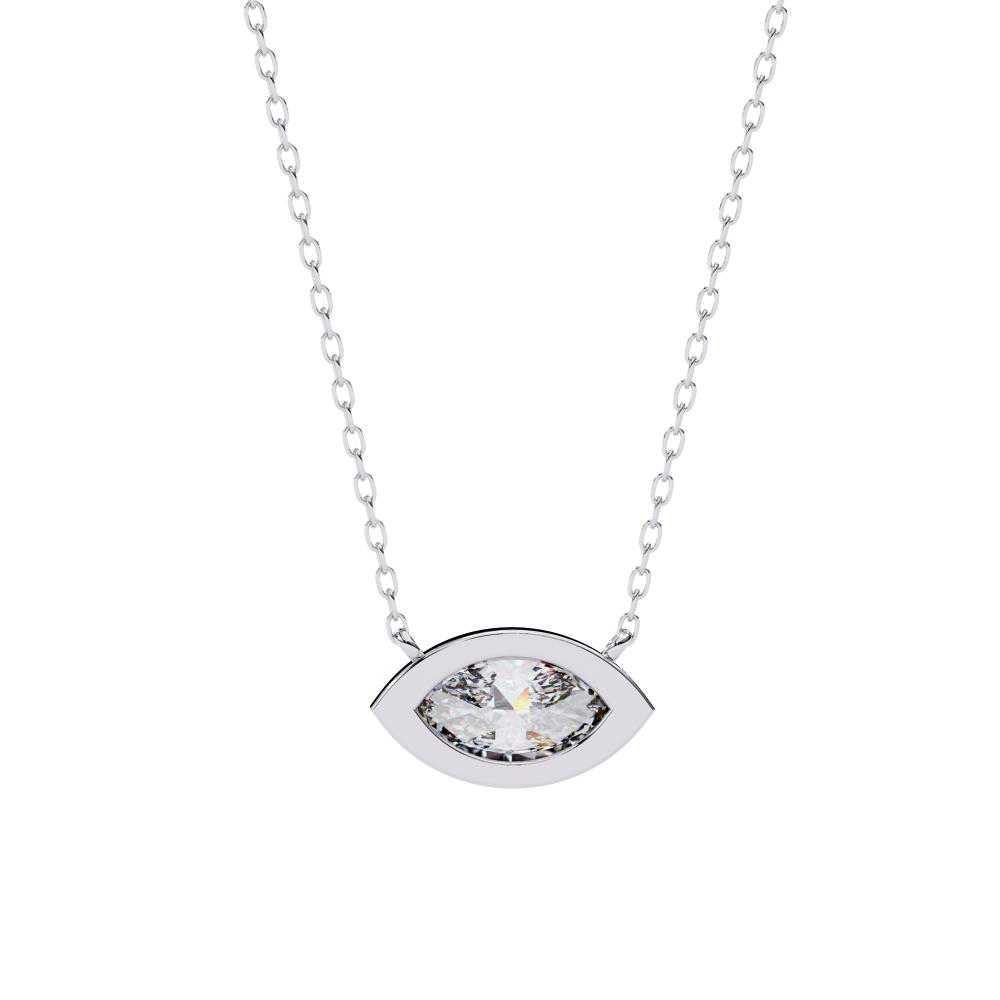 The Olivia Marquise Bezel Set Pendant With Chain