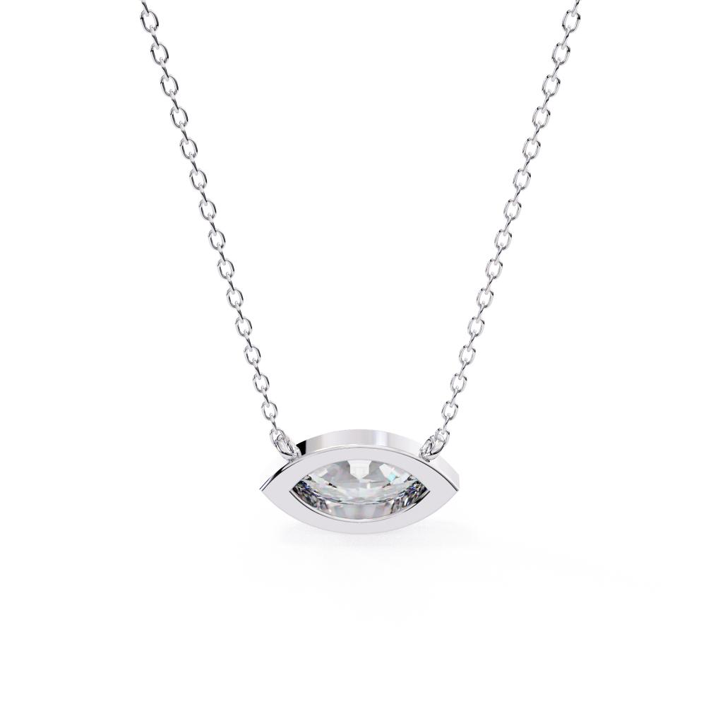 The Olivia Marquise Bezel Set Pendant With Chain