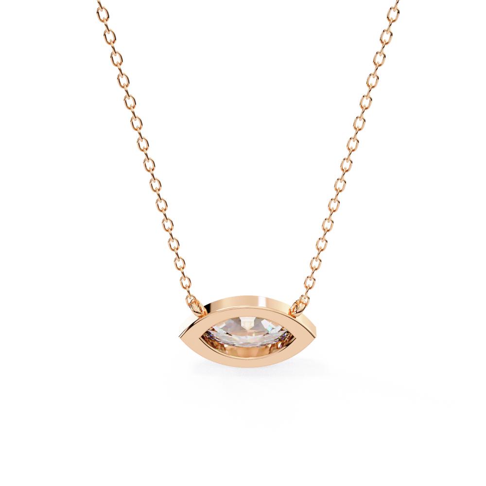 The Olivia Marquise Bezel Set Pendant With Chain