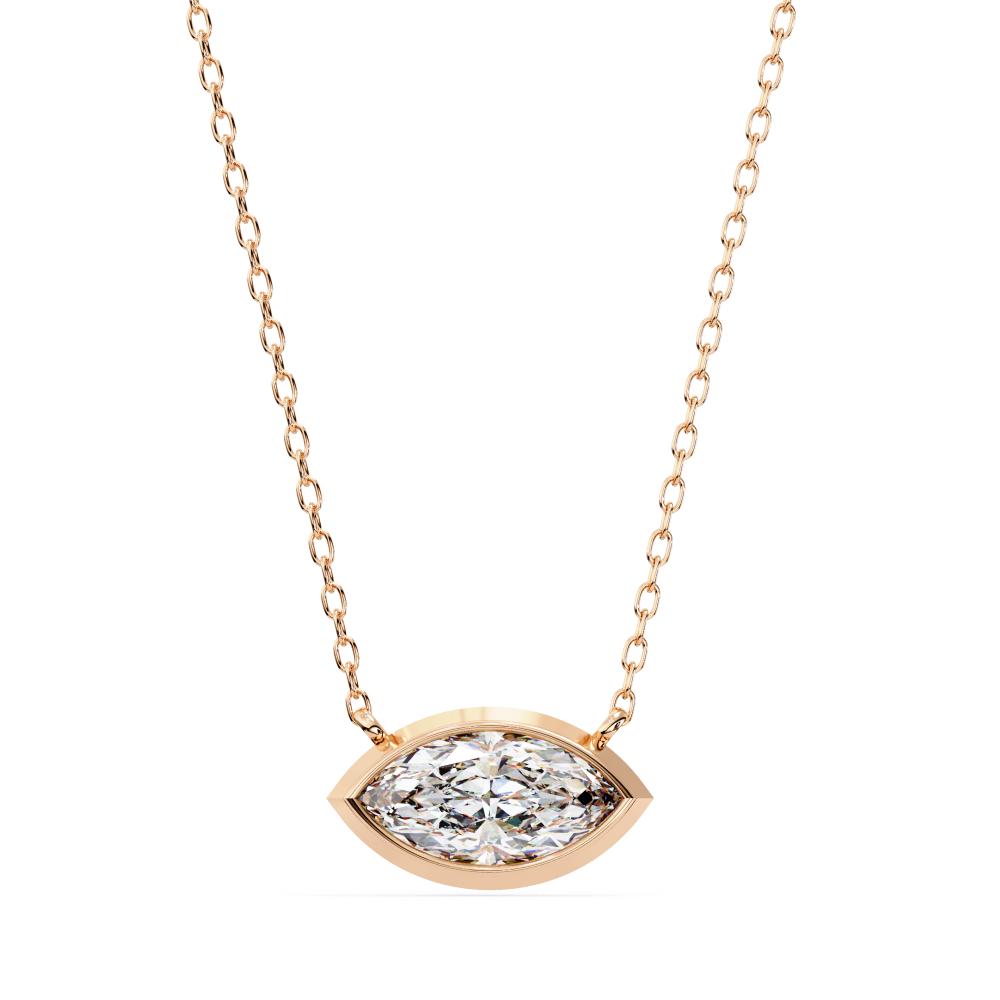 The Olivia Marquise Bezel Set Pendant With Chain