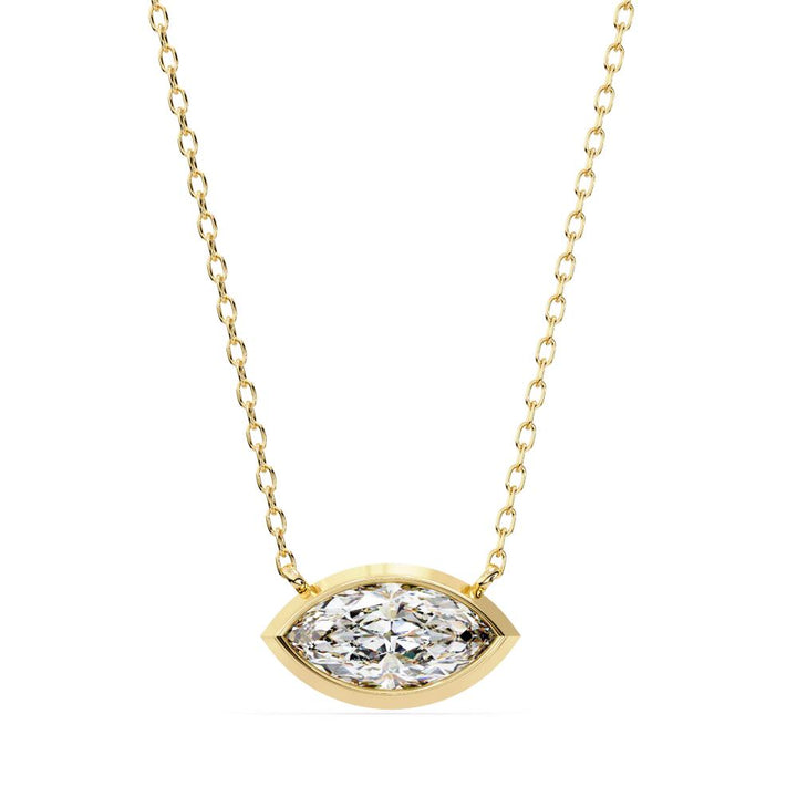 The Olivia Marquise Bezel Set Pendant With Chain