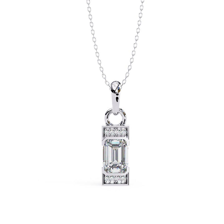 The Hazel Emerald Bar Set Classic Pendant With Chain