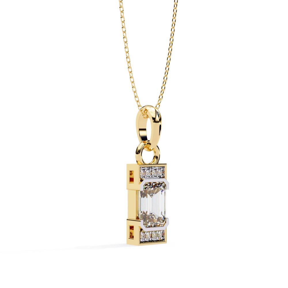 The Hazel Emerald Bar Set Classic Pendant With Chain