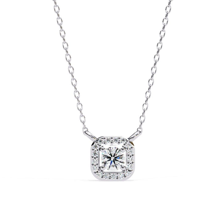 The Charlotte Round Halo Pendant Necklace