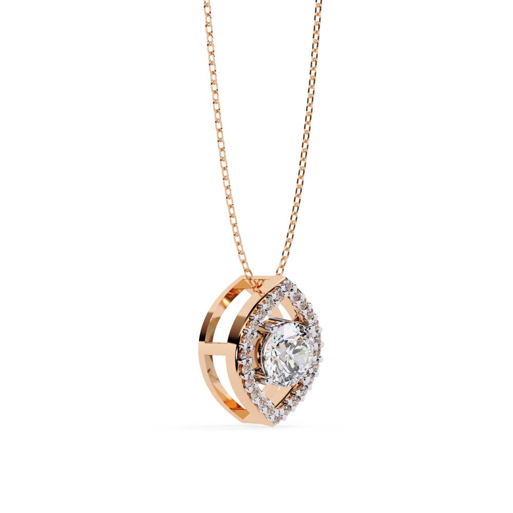 The Angela Marquise Shape Pendant With Round Stone