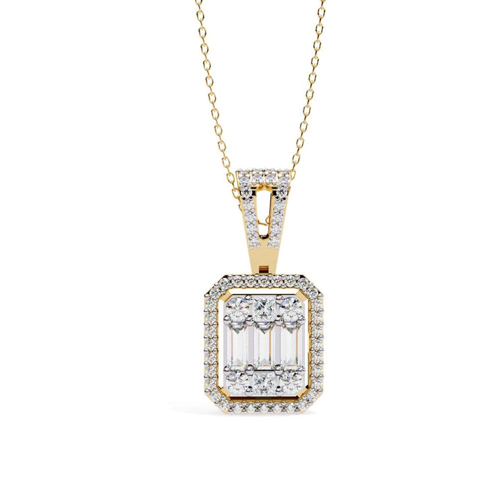 The Violet Baguette Round & Princess Emerald Shape Pendant With Chain