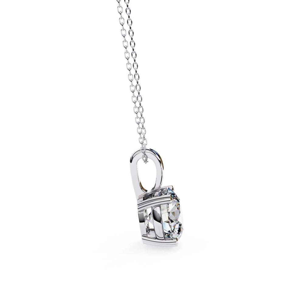 The Aurora Round Solitaire Double Claw Prong Pendant With Chain