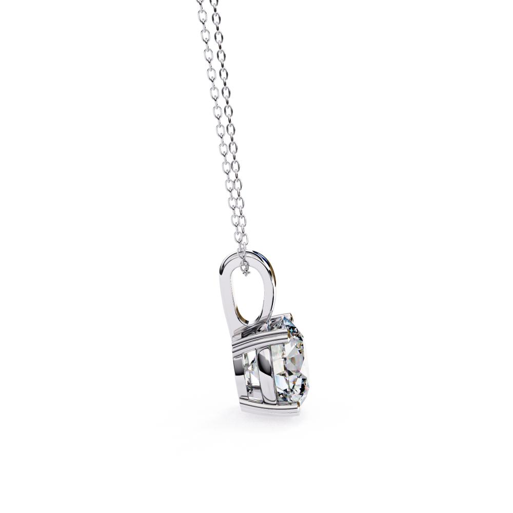 The Aurora Round Solitaire Double Claw Prong Pendant With Chain