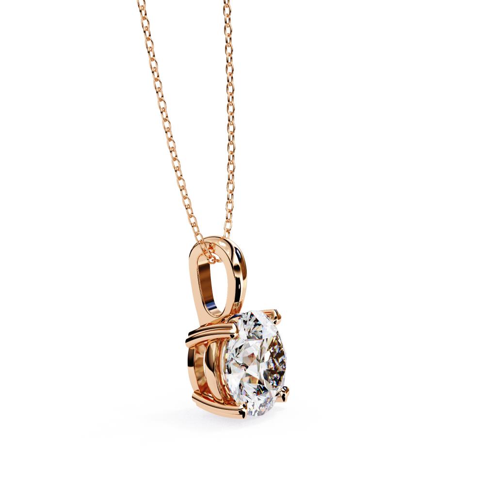 The Aurora Round Solitaire Double Claw Prong Pendant With Chain