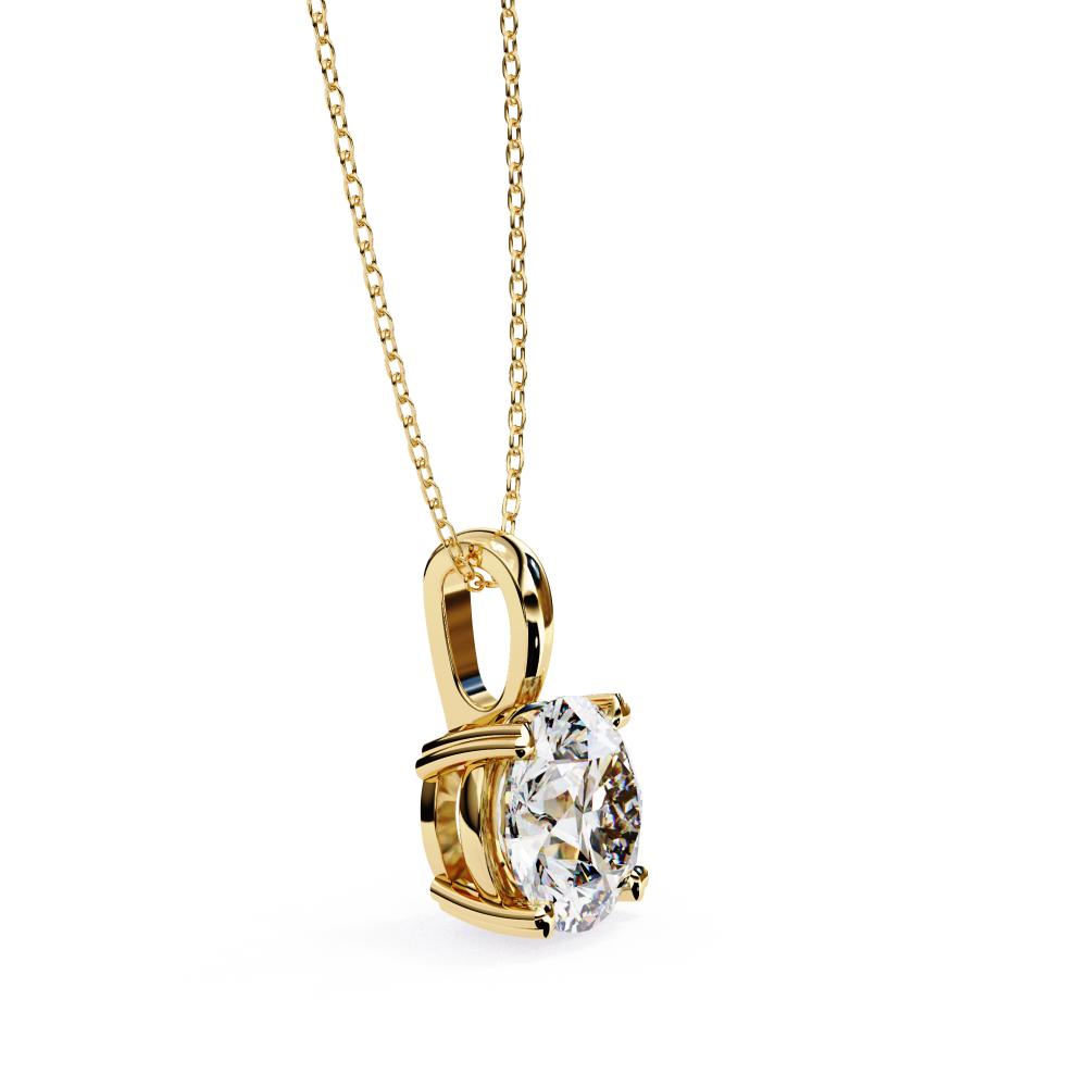 The Aurora Round Solitaire Double Claw Prong Pendant With Chain