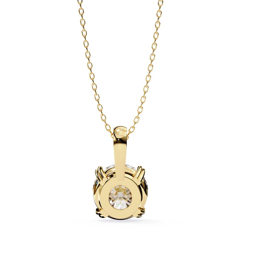 The Aurora Round Solitaire Double Claw Prong Pendant With Chain